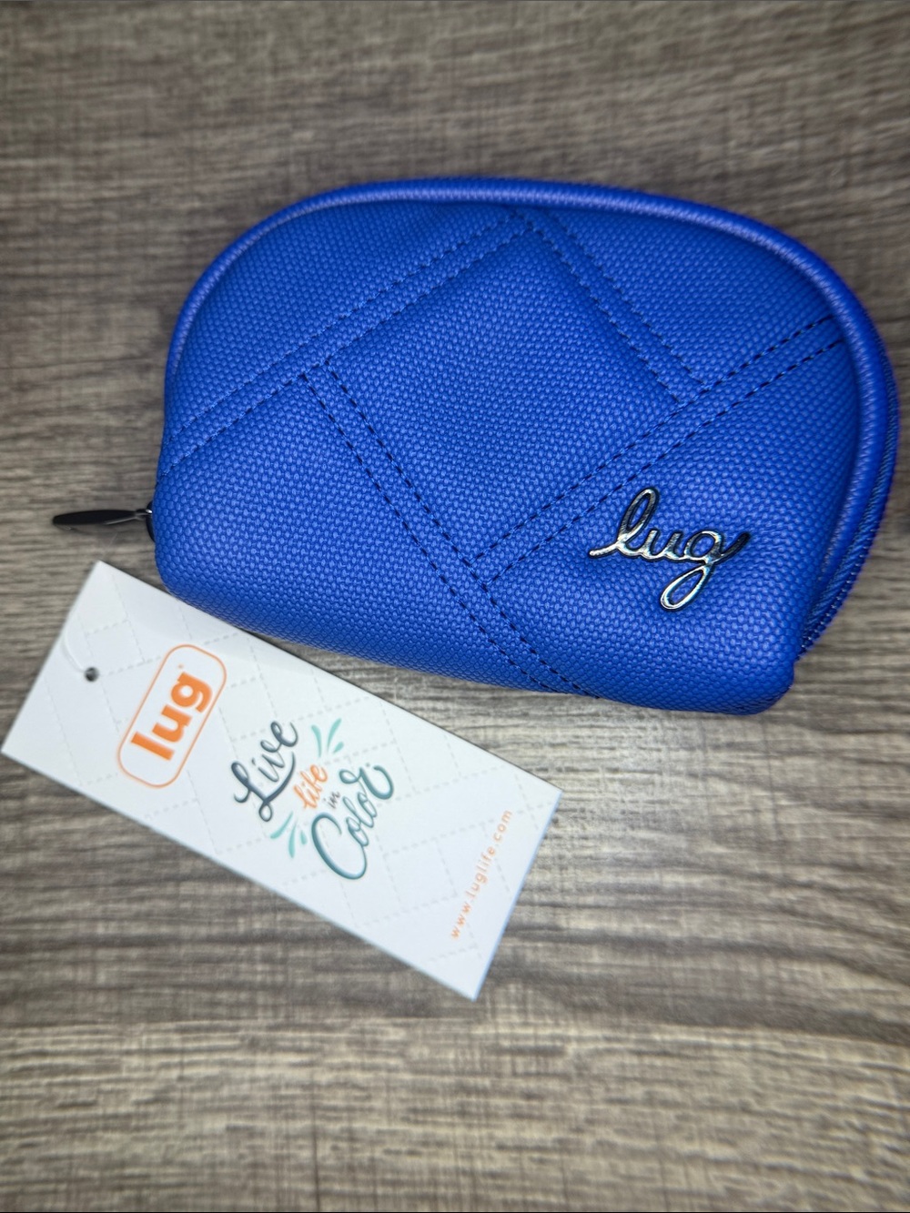 Lug Mini Zip Pouch NWT – Bright Blue Quilted – Live Life in Color